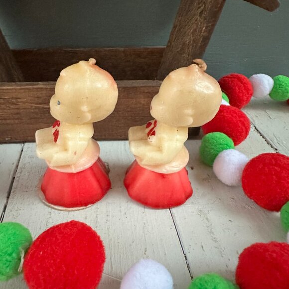 Vintage Gurley Choir Boy Candle Pair Christmas Candles Mid Century Xmas Decor - Picture 7 of 8